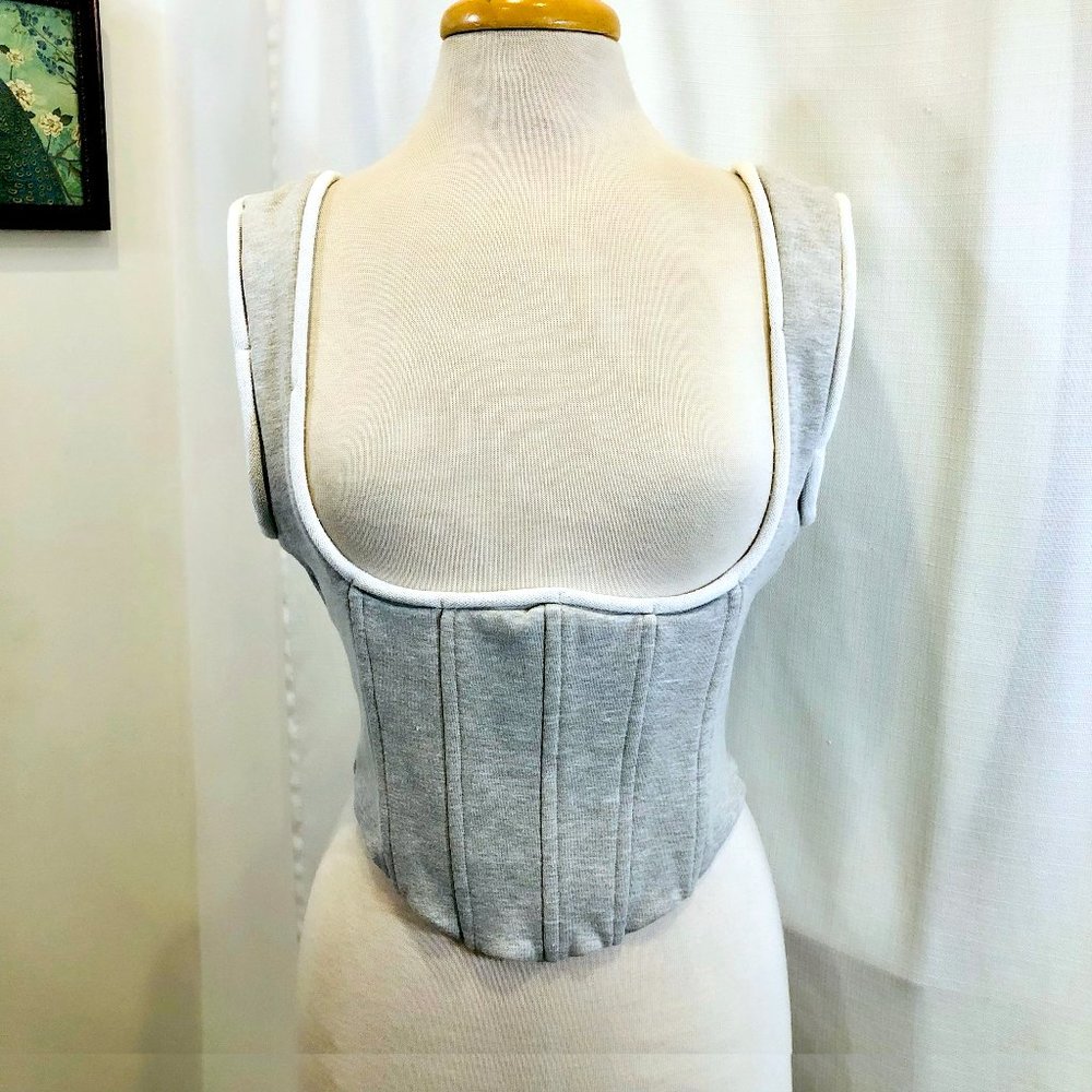 Good American Grey Knit Corset Top  Size M L
